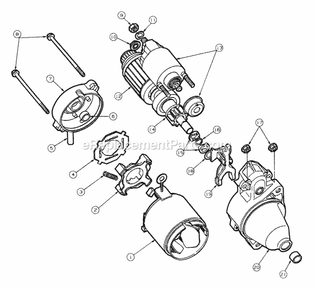 Starter Components Diagram and Parts List for 2146 13A-224F100 Cub Cadet Lawn Tractor